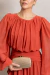 Vestido Longo Com Mangas Longas Terracota Malu - Emporium Carolina