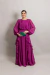 Vestido Longo Com Mangas Longas Fúcsia Malu na internet