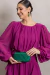 Vestido Longo Com Mangas Longas Fúcsia Malu - Emporium Carolina