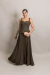 Vestido Longo Plissado Verde Oliva Miriam - comprar online