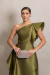 Vestido Longo Um ombro Só Verde Oliva Lua - Emporium Carolina