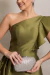 Vestido Longo Um ombro Só Verde Oliva Lua - loja online