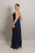 Vestido Longo Com Costa Nua Azul Marinho Fabiana - Emporium Carolina