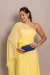 Vestido Longo um ombro só com capa Amarelo Carol - loja online