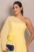 Vestido Longo um ombro só com capa Amarelo Carol - Emporium Carolina