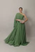 Vestido Longo um ombro só com capa Verde Oliva Carol - comprar online