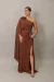 Vestido Longo Com Manga Capa Marrom/ Mocha Mousse Pilar na internet