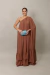 Vestido Longo Um Ombro Só com Capa Lateral Marrom/ Mocha Mousse Esther - comprar online