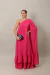 Vestido Longo Um Ombro Só com Capa Lateral Pink Esther - comprar online