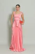 Vestido Longo Plissado Anabel Salmão/Peach Fuzz - comprar online
