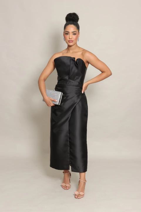 Vestido Midi em Zibeline Preto Renata - comprar online