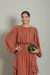 Vestido Longo Com Mangas Longas Terracota Malu - comprar online
