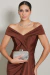 Vestido Longo Ombro a Ombro Yara Marrom/ Mocha Mousse - comprar online