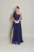 Vestido Longo em Tule Um ombro Só Azul Marinho Mia - comprar online