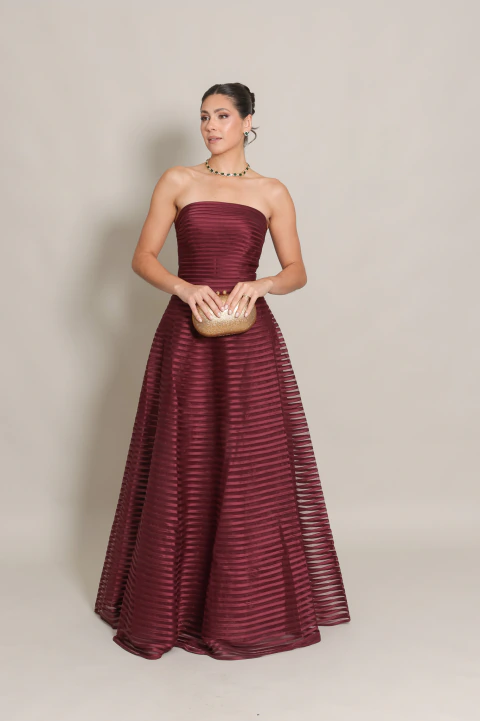 Vestido de Festa Tomara que Caia Marsala Beatriz