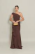 Vestido Longo de um ombro só Marrom/Mocha Mousse Lilian