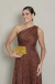 Vestido Longo Com um Ombro Só Marrom/Mocha Marisa - comprar online