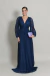 Vestido Longo Com Mangas Longas Azul Marinho Sandra - comprar online