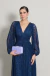 Vestido Longo Com Mangas Longas Azul Marinho Sandra - Emporium Carolina