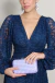 Vestido Longo Com Mangas Longas Azul Marinho Sandra na internet