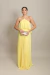 Vestido Longo Plissado Frente Única Glória Amarelo - Emporium Carolina