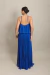 Vestido Longo Plissado Frente Única Glória Azul Royal - loja online