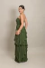 Imagem do Vestido Longo Fluido Plissado Tomara que caia Verde Oliva Nina