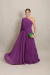 Vestido Longo Fluido com Um ombro só plissado Uva/Roxo Marina - comprar online
