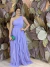 Vestido Longo em Tule Azul Lavanda Brunela - comprar online