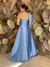 Vestido Longo em Zibeline com um ombro só Azul Serenity Anne - loja online
