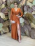 Vestido Longo com Manga Longa em Jersey Terracota Jordana