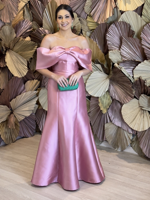 Vestido Longo em Zibeline Rose Paloma