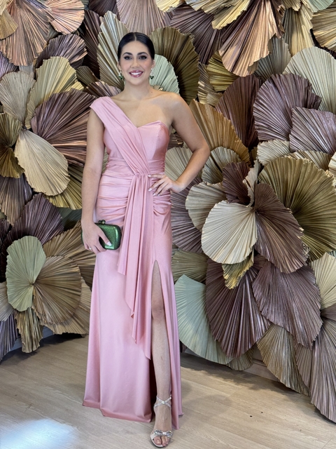 Vestido Longo um ombro só Rose Isis