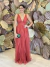 Vestido Longo em Tule Terracota Ciça