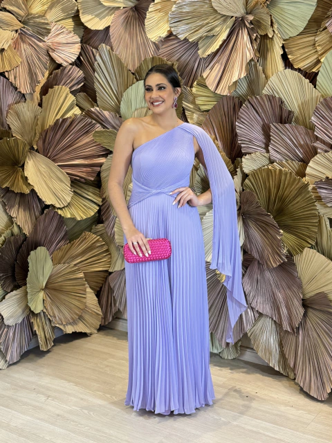 Vestido Longo com um ombro só Lavanda Tuane
