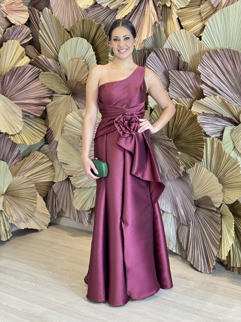 Vestido Longo em Zibeline Tomara que caia Sabrina Marsala