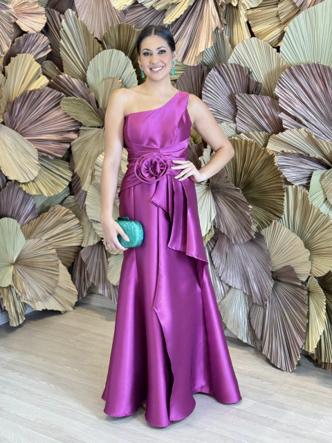 Vestido Longo em Zibeline Tomara que caia Sabrina Fúcsia