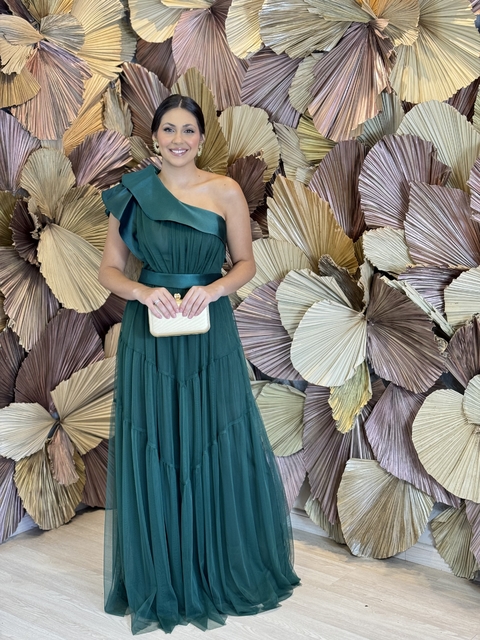 Vestido Longo em tule Mayla Verde Esmeralda