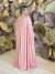 Vestido de Festa Longo com Capa Plus Size Núbia Peach Fuzz/ Coral - loja online