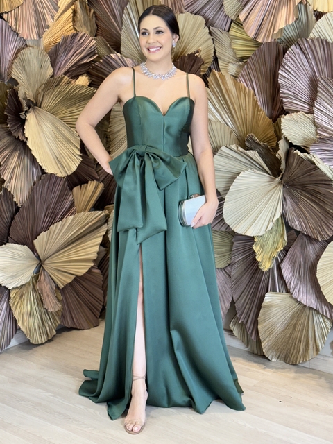 Vestido Longo em Zibeline Verde Romana