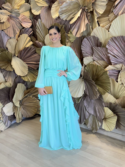 Vestido Longo Com Mangas Longas Tiffany Malu - comprar online