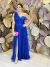 Vestido Longo em Tule Um ombro Só Azul Royal Mia