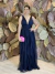 Vestido Longo em Tule Azul Marinho Ciça - comprar online