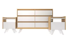 Cómoda Nórdica 6 Cajones 1,40 mts + 2 Mesas de Luz Nórdica 1 Cajón - comprar online