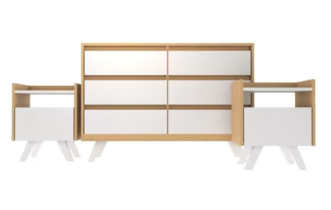 COMBO NORDICO COMODA120+2 MESASDE LUZ 1caj