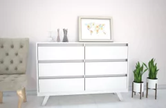 Box Cama 160x190 + Cómoda Nórdica 6 Cajones + 2 Mesas de Luz Nórdica 1 Cajón en internet