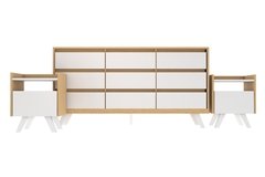 JUEGO NORDICO - Cómoda Nórdica 9 cajones + 2 Mesas de Luz Nórdica 1 Cajón