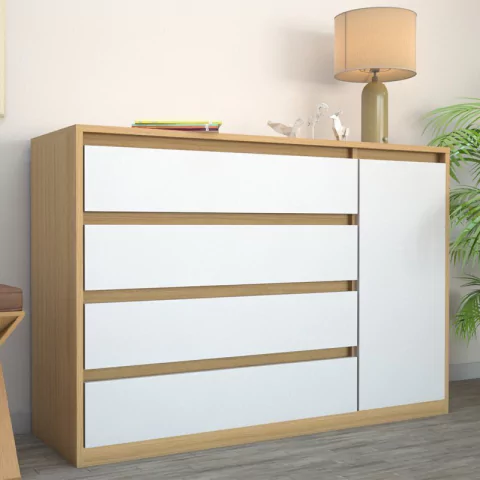 COMODA HANDLE CON 1 PUERTA Y 4 CAJONES