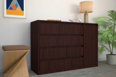 COMBO 4. JUEGO DORMITORIO HANDLE 180X190 - CAMA+RESPALDO+COMODA en internet