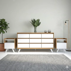 COMBO NORDICO - Cómoda 9 caj + 2 Mesas de Luz 1 Cajón - tienda online